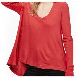 Free People Size M We The Free Malibu Thermal Long Sleeve Top Burnt Orange